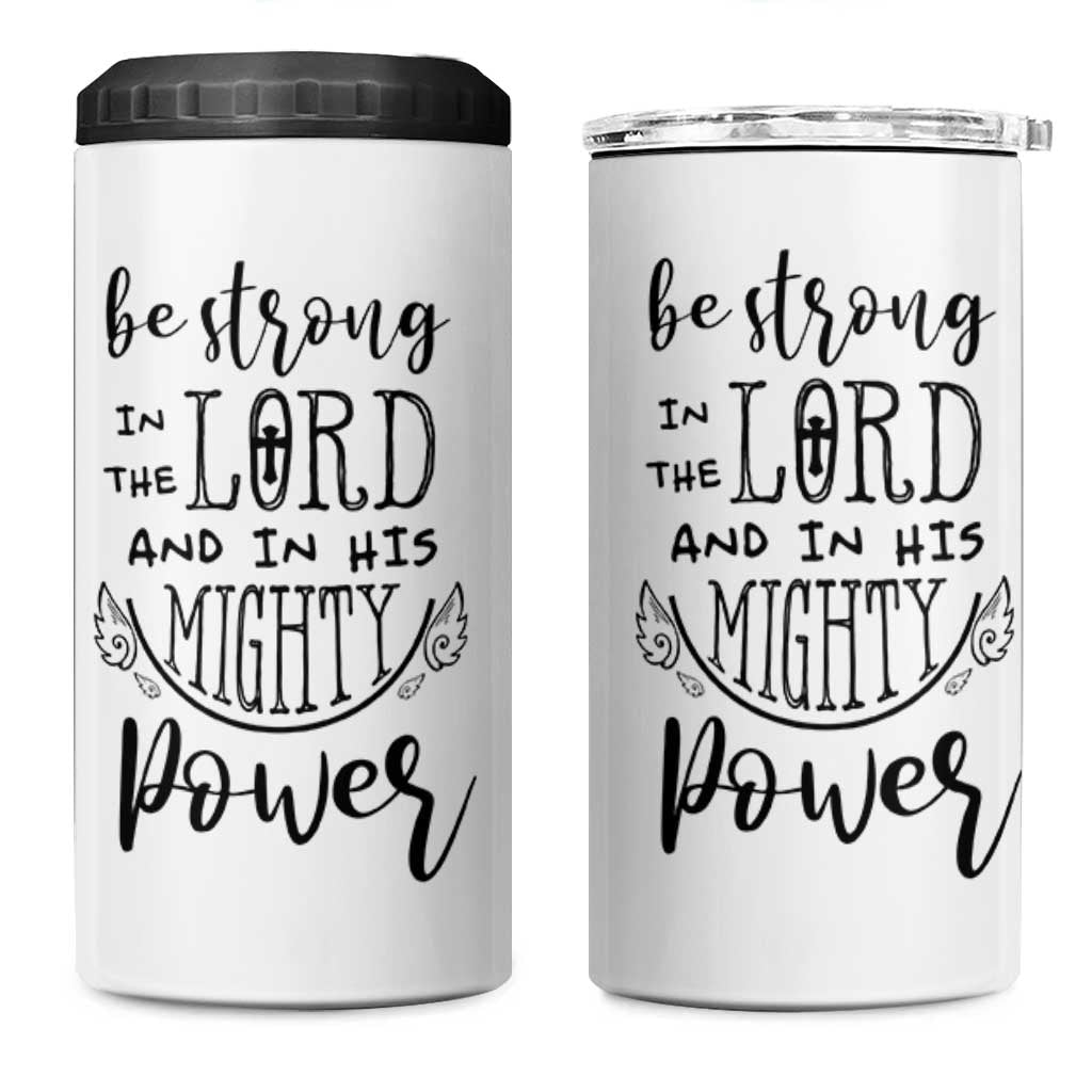 Christian Gifts for Men Women 4 in 1 Can Cooler Tumbler Strong In The Lord Eph. 6:10 God Catholic Spiritual Faith Bible Verse
