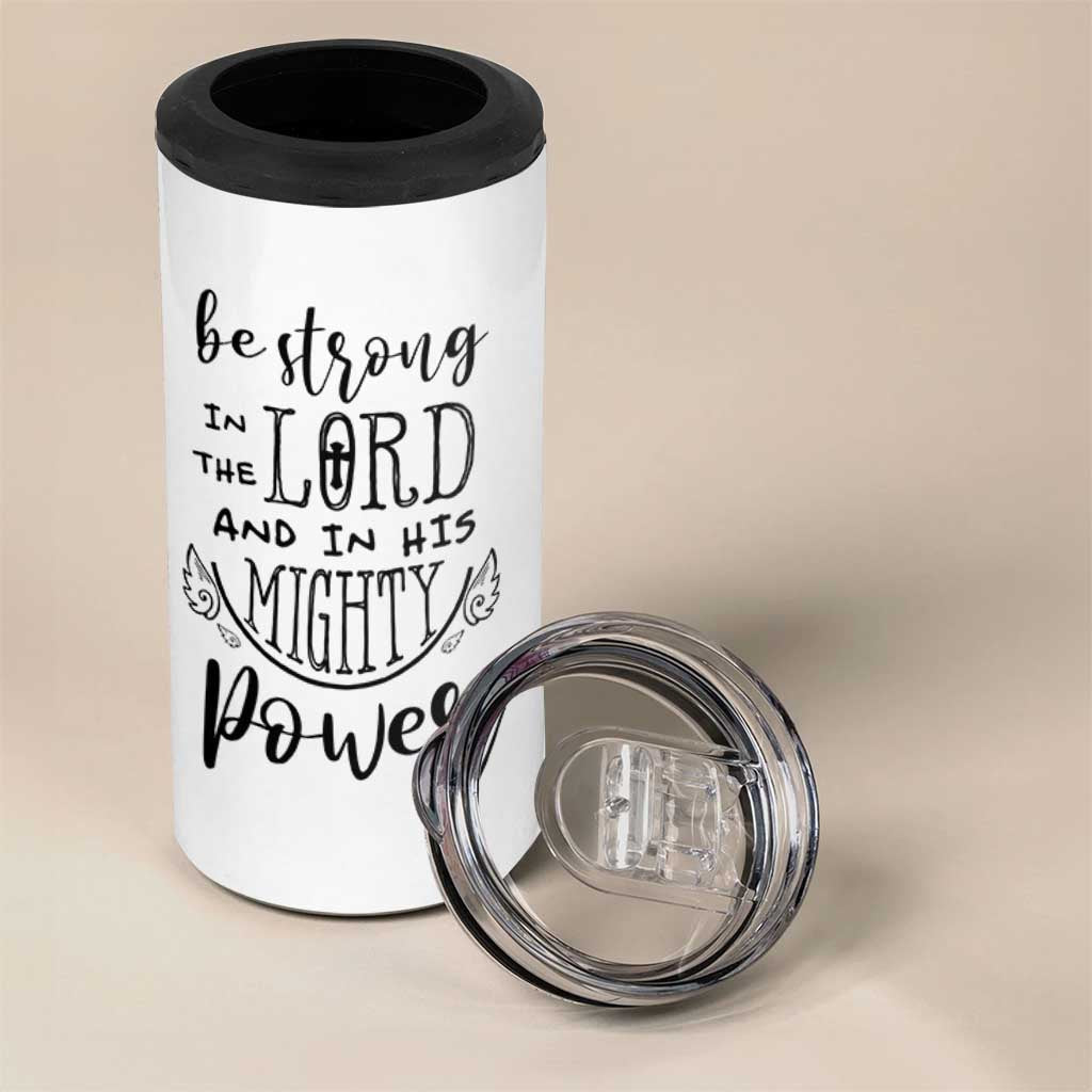 Christian Gifts for Men Women 4 in 1 Can Cooler Tumbler Strong In The Lord Eph. 6:10 God Catholic Spiritual Faith Bible Verse
