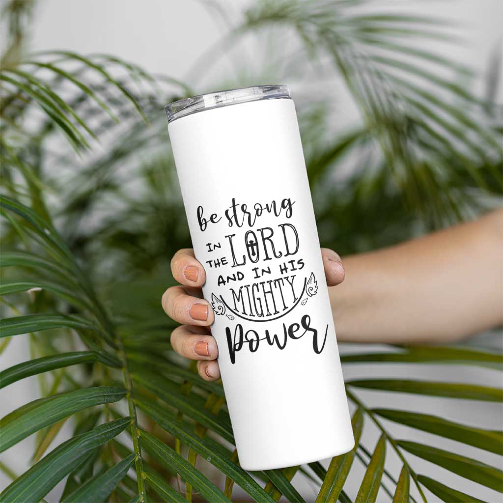 Christian Gifts for Men Women Skinny Tumbler Strong In The Lord Eph. 6:10 God Catholic Spiritual Faith Bible Verse