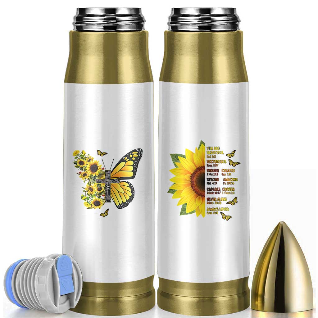 Sunflower Christian Gifts for Women Bullet Tumbler Flower Inspiration Religious Bible Verse Encouragement