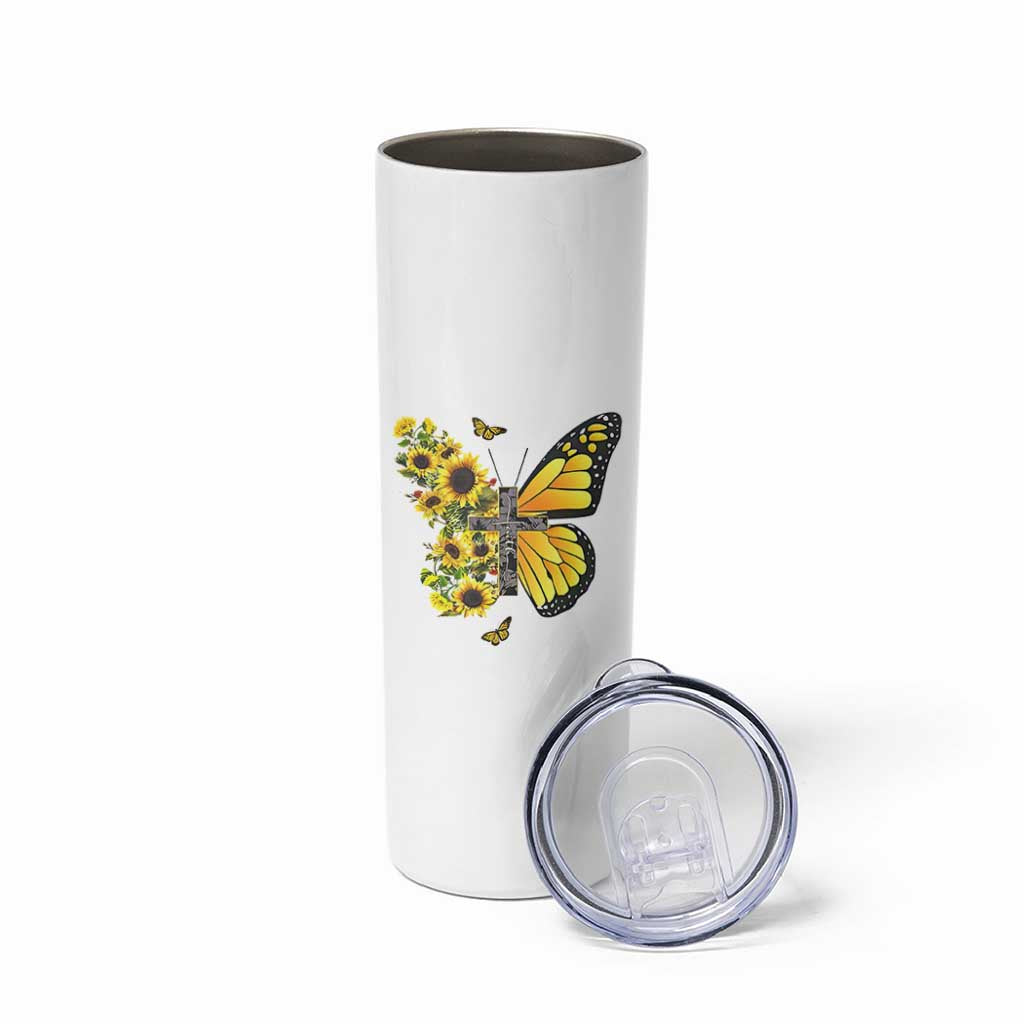 Sunflower Christian Gifts for Women Skinny Tumbler Flower Inspiration Religious Bible Verse Encouragement