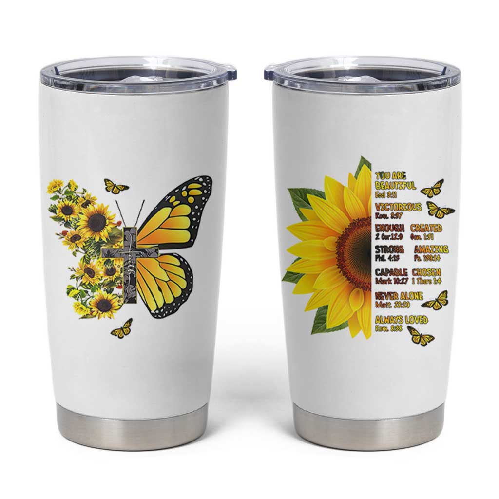Sunflower Christian Gifts for Women Tumbler Cup Flower Inspiration Religious Bible Verse Encouragement