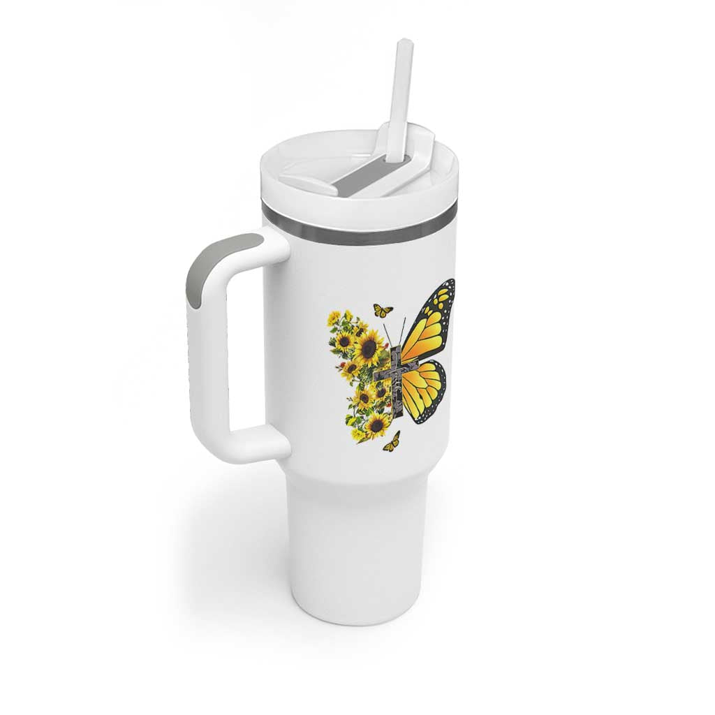 Sunflower Christian Gifts for Women Tumbler With Handle Flower Inspiration Religious Bible Verse Encouragement