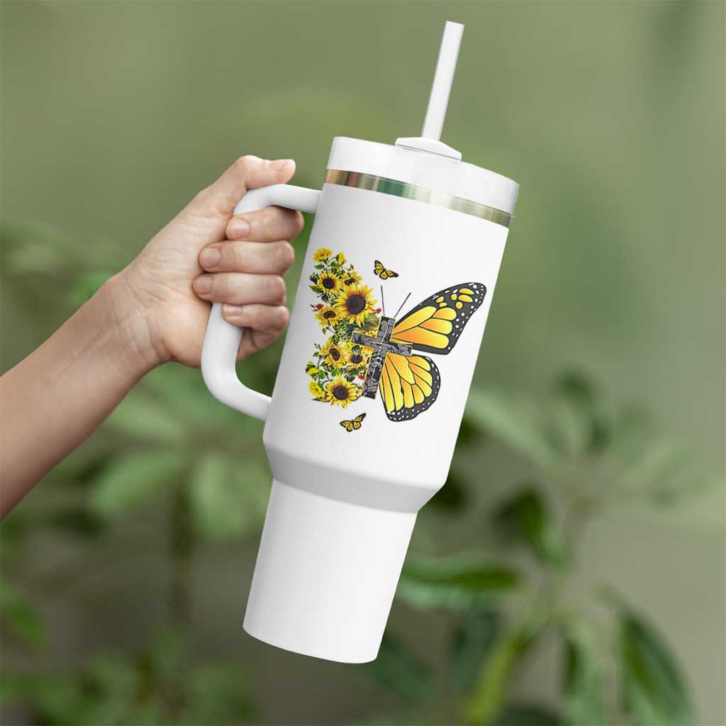 Sunflower Christian Gifts for Women Tumbler With Handle Flower Inspiration Religious Bible Verse Encouragement