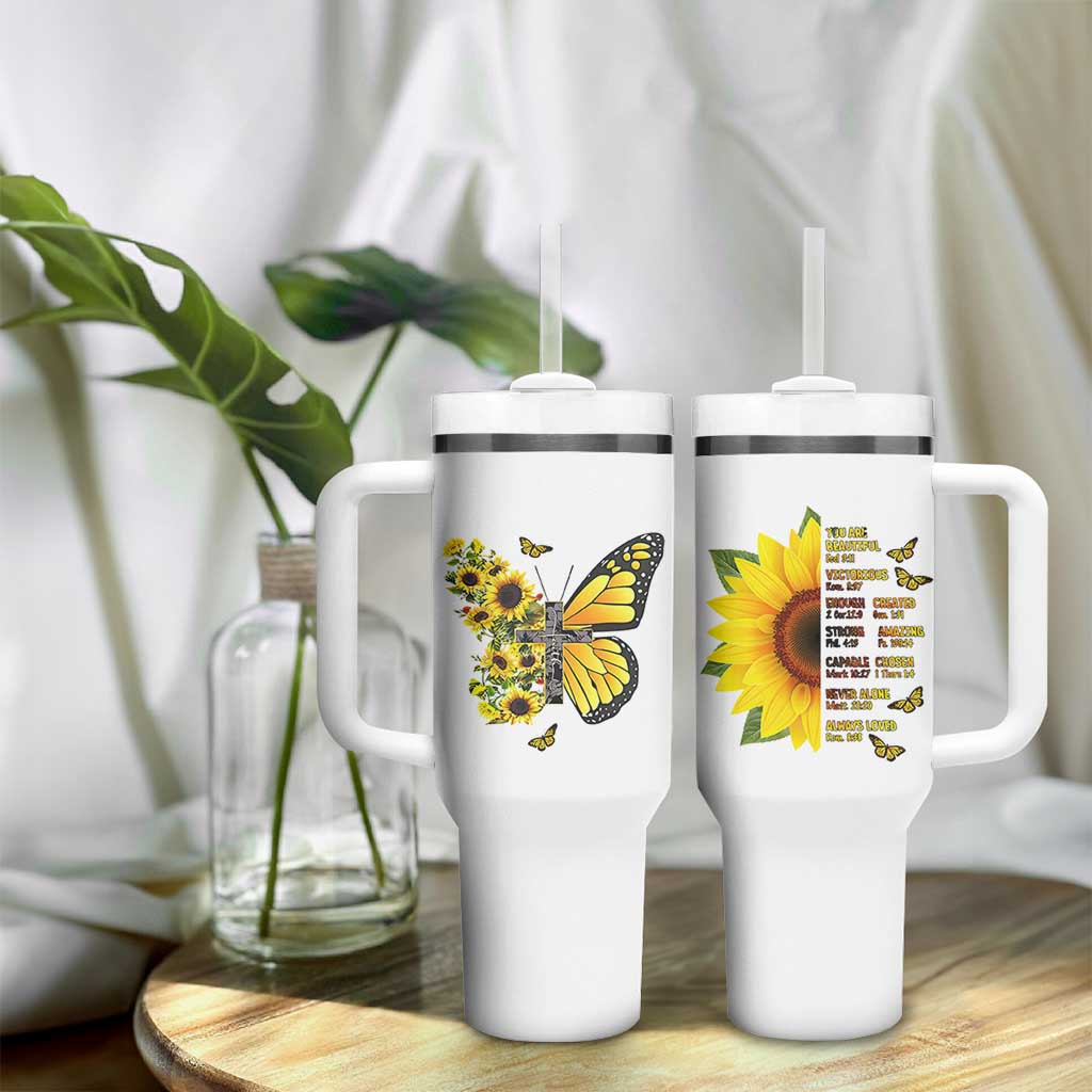 Sunflower Christian Gifts for Women Tumbler With Handle Flower Inspiration Religious Bible Verse Encouragement