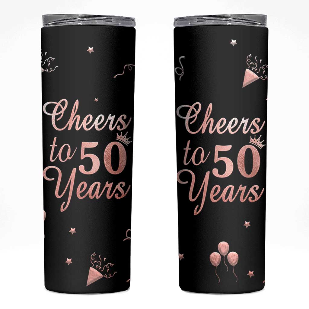 Cheers To 50 Years Skinny Tumbler 50th Anniversary Fifty Birthday
