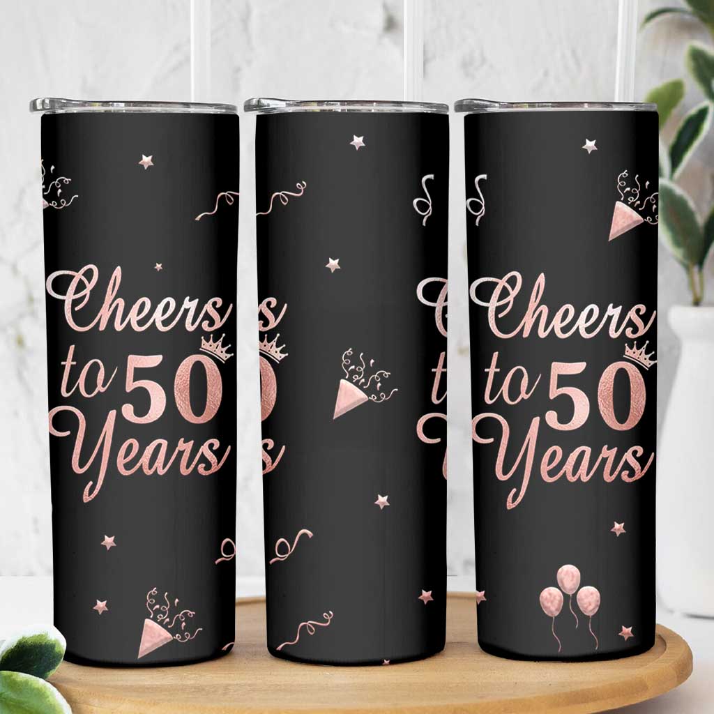 Cheers To 50 Years Skinny Tumbler 50th Anniversary Fifty Birthday