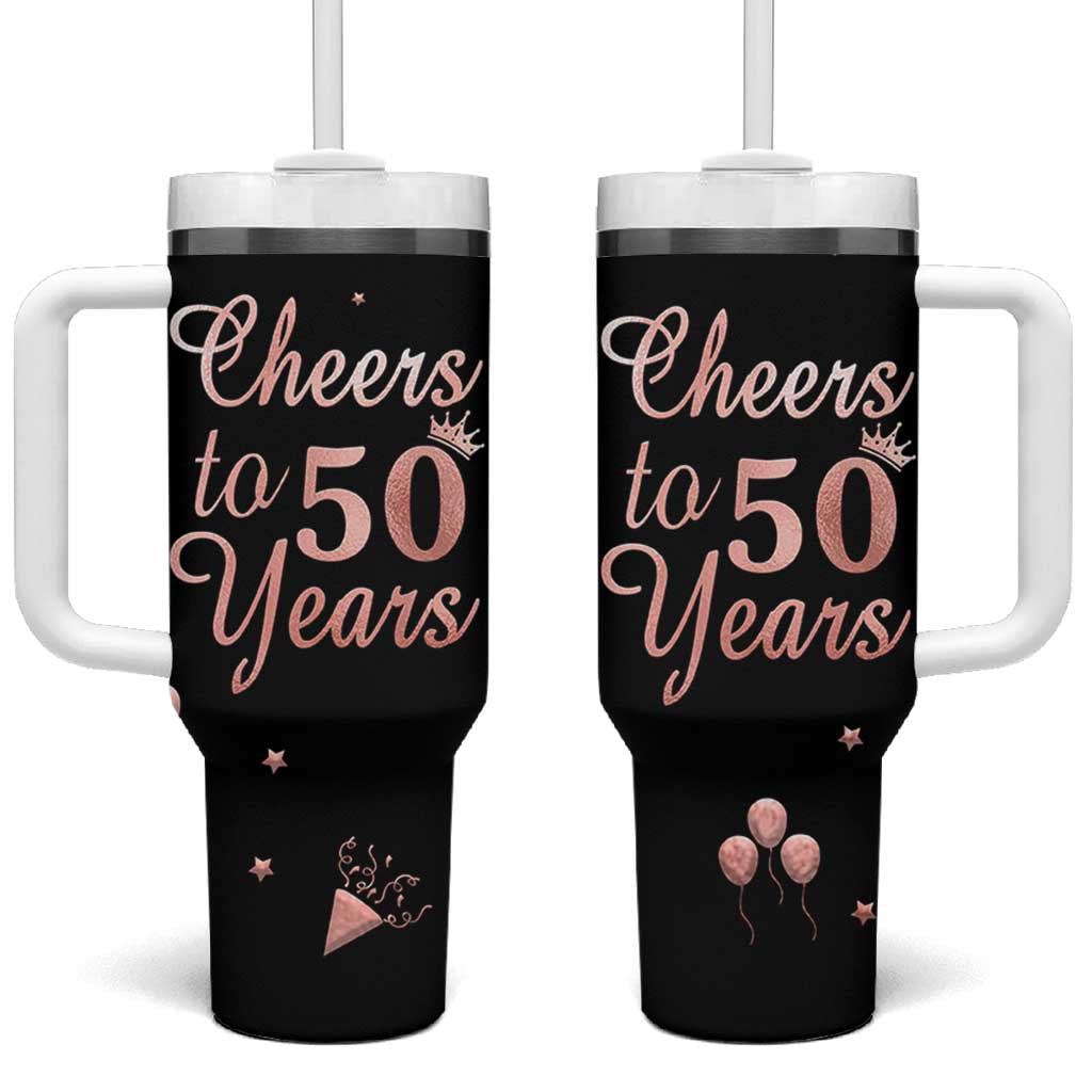 Cheers To 50 Years Tumbler With Handle 50th Anniversary Fifty Birthday