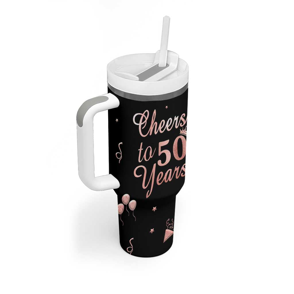Cheers To 50 Years Tumbler With Handle 50th Anniversary Fifty Birthday