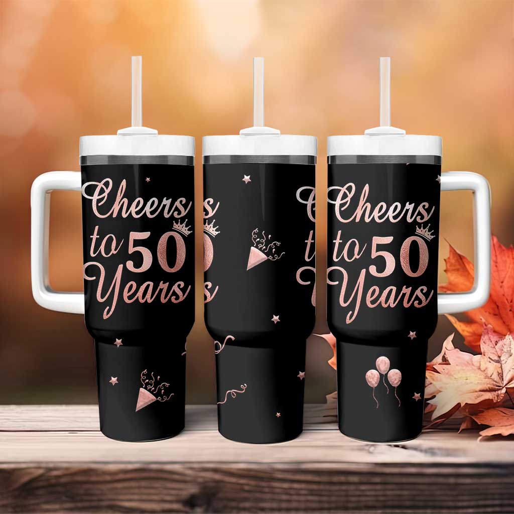 Cheers To 50 Years Tumbler With Handle 50th Anniversary Fifty Birthday
