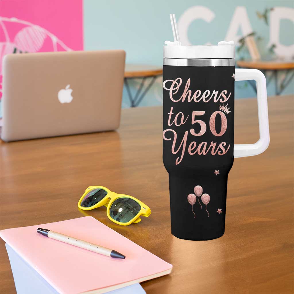 Cheers To 50 Years Tumbler With Handle 50th Anniversary Fifty Birthday