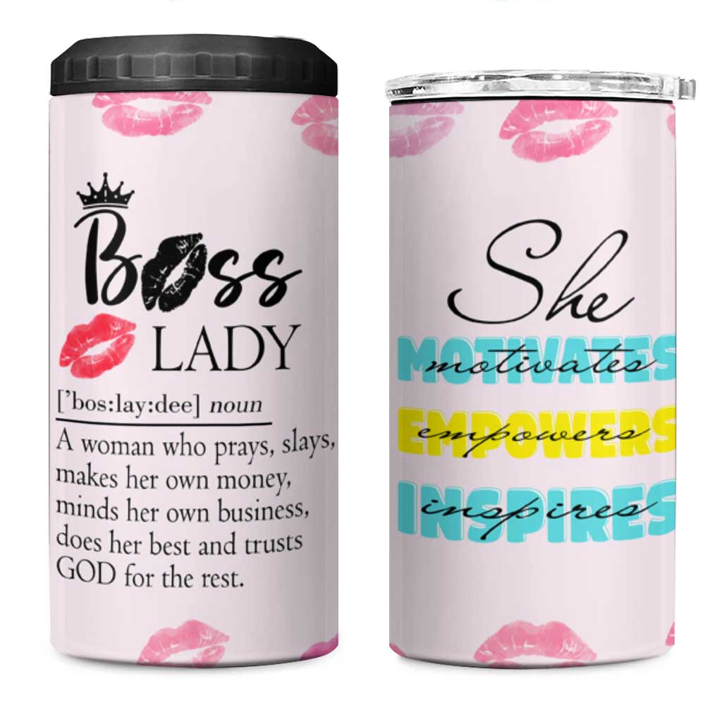 Boss Gifts for Women 4 in 1 Can Cooler Tumbler She Motivates Inspires Empowers Christmas Birthday Gift - Wonder Print Shop