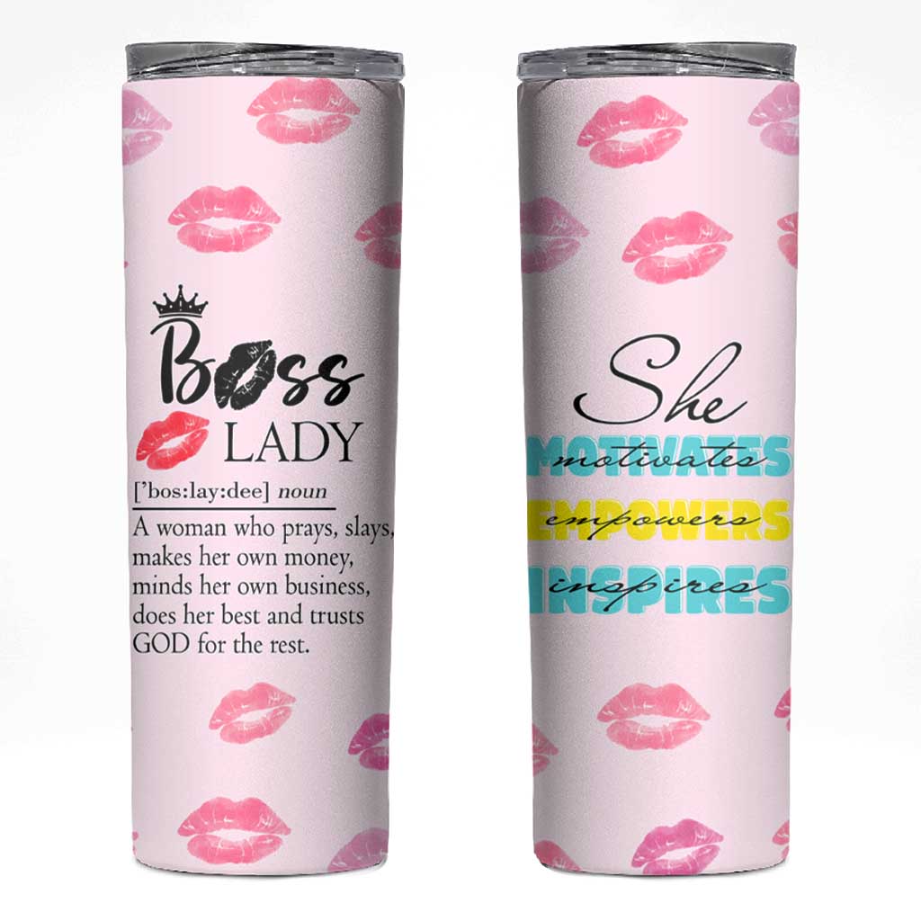 Boss Gifts for Women Skinny Tumbler She Motivates Inspires Empowers Christmas Birthday Gift - Wonder Print Shop