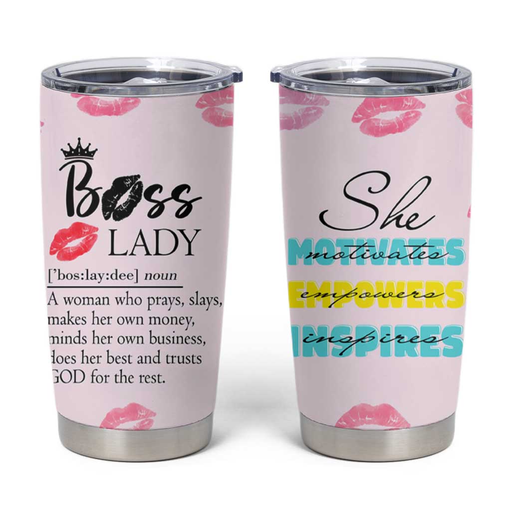 Boss Gifts for Women Tumbler Cup She Motivates Inspires Empowers Christmas Birthday Gift - Wonder Print Shop