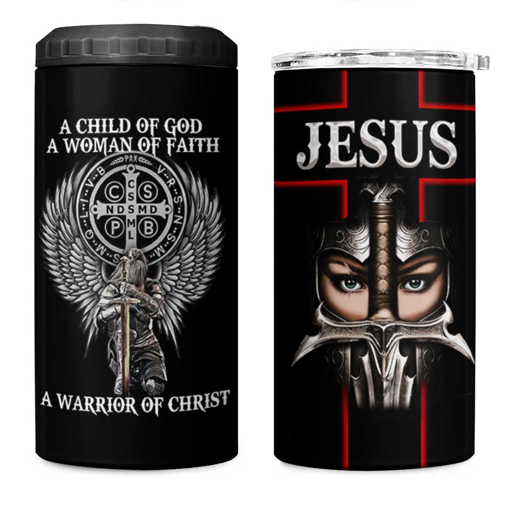Christian Gifts For Women 4 in 1 Can Cooler Tumbler A Child Of God A Woman Of Faith A Warrior Of Christ Jesus Faith