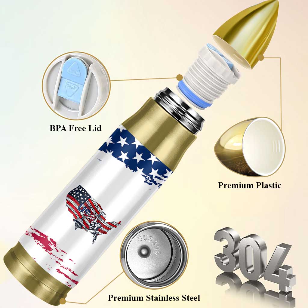 American Flag Patriotic Bullet Tumbler Land Of The Free Because Of The Brave USA Flag