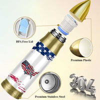 American Flag Patriotic Bullet Tumbler Land Of The Free Because Of The Brave USA Flag