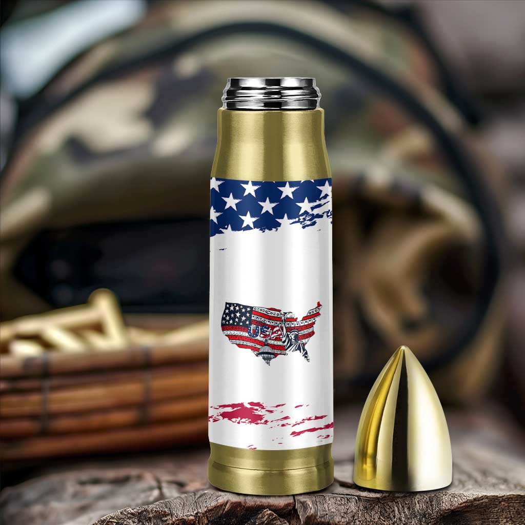 American Flag Patriotic Bullet Tumbler Land Of The Free Because Of The Brave USA Flag