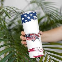 American Flag Patriotic Skinny Tumbler Land Of The Free Because Of The Brave USA Flag