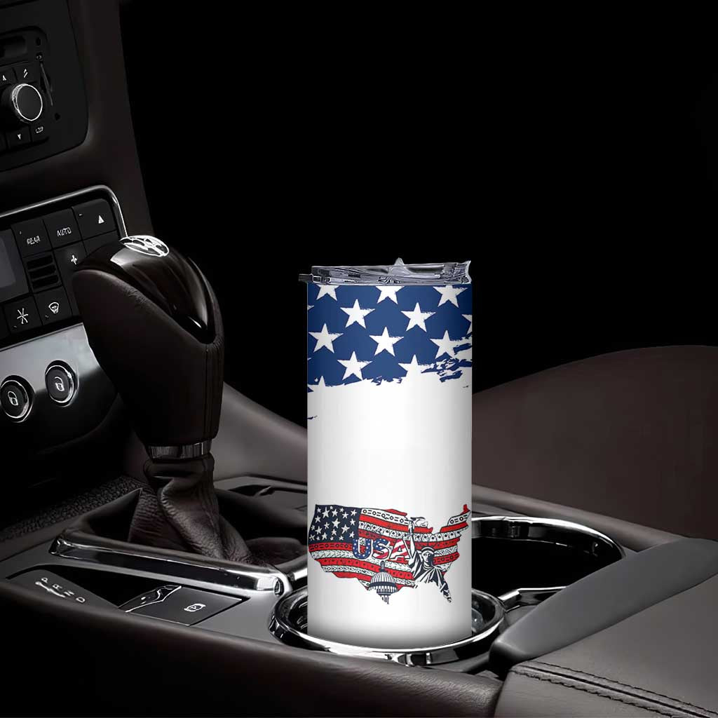 American Flag Patriotic Skinny Tumbler Land Of The Free Because Of The Brave USA Flag