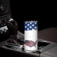 American Flag Patriotic Skinny Tumbler Land Of The Free Because Of The Brave USA Flag