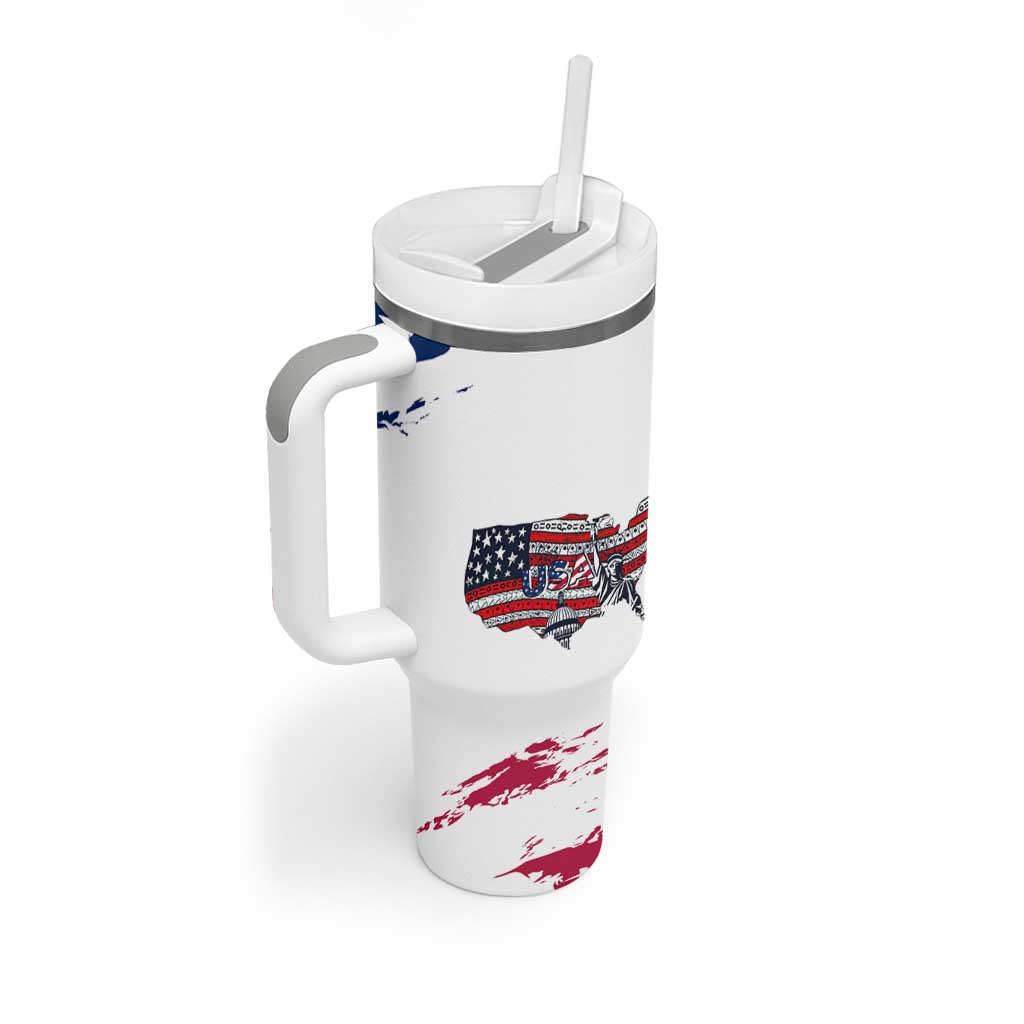 American Flag Patriotic Tumbler With Handle Land Of The Free Because Of The Brave USA Flag