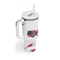 American Flag Patriotic Tumbler With Handle Land Of The Free Because Of The Brave USA Flag