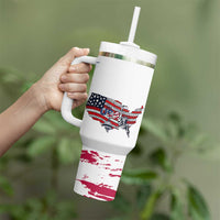 American Flag Patriotic Tumbler With Handle Land Of The Free Because Of The Brave USA Flag
