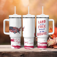 American Flag Patriotic Tumbler With Handle Land Of The Free Because Of The Brave USA Flag