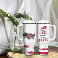 American Flag Patriotic Tumbler With Handle Land Of The Free Because Of The Brave USA Flag