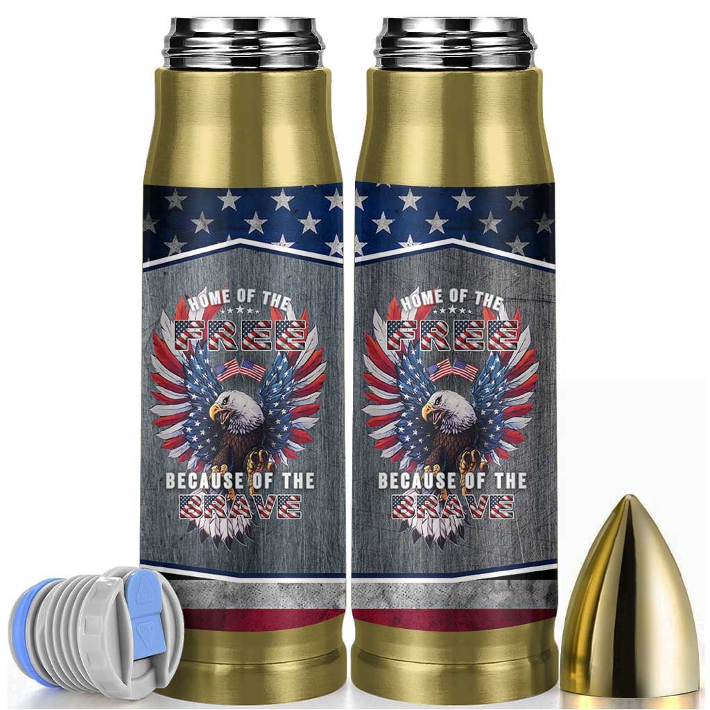 American Flag Patriotic Bullet Tumbler Land Of The Free Because Of The Brave USA Flag Bald Eagle