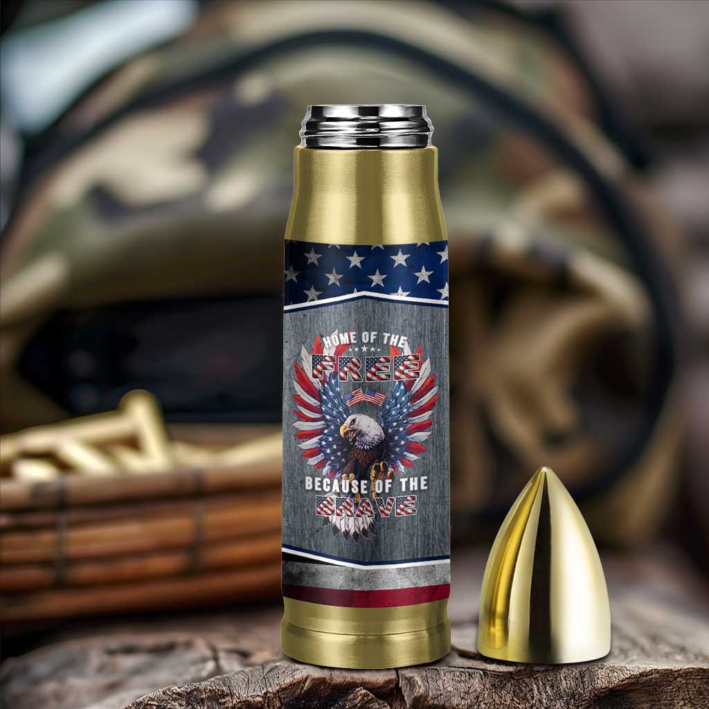 American Flag Patriotic Bullet Tumbler Land Of The Free Because Of The Brave USA Flag Bald Eagle
