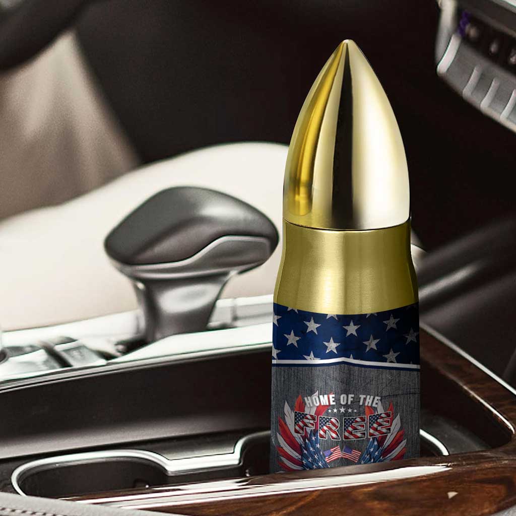 American Flag Patriotic Bullet Tumbler Land Of The Free Because Of The Brave USA Flag Bald Eagle