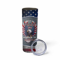 American Flag Patriotic Skinny Tumbler Land Of The Free Because Of The Brave USA Flag Bald Eagle
