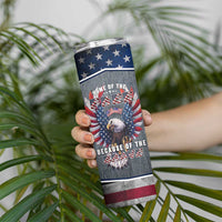 American Flag Patriotic Skinny Tumbler Land Of The Free Because Of The Brave USA Flag Bald Eagle