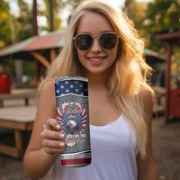 American Flag Patriotic Skinny Tumbler Land Of The Free Because Of The Brave USA Flag Bald Eagle