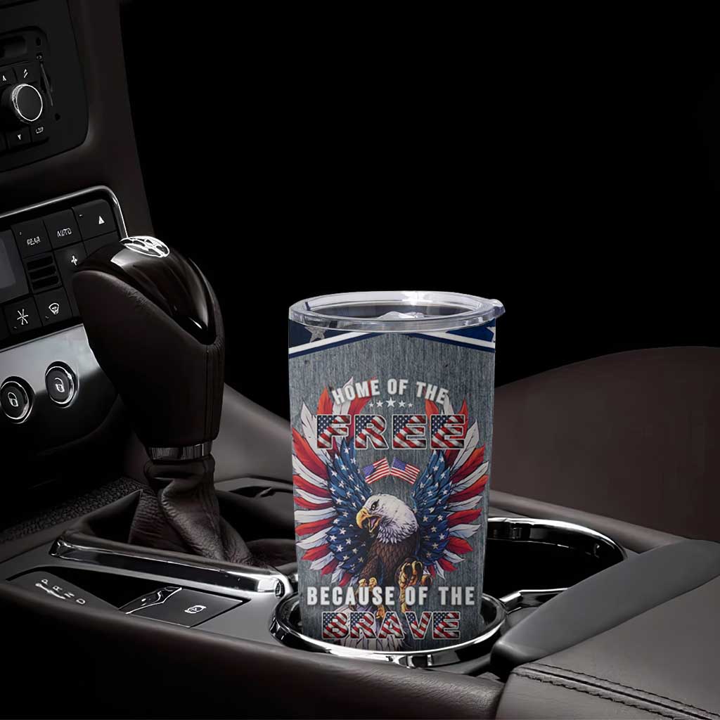 American Flag Patriotic Tumbler Cup Land Of The Free Because Of The Brave USA Flag Bald Eagle