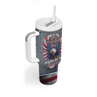 American Flag Patriotic Tumbler With Handle Land Of The Free Because Of The Brave USA Flag Bald Eagle