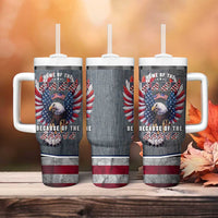 American Flag Patriotic Tumbler With Handle Land Of The Free Because Of The Brave USA Flag Bald Eagle