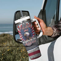 American Flag Patriotic Tumbler With Handle Land Of The Free Because Of The Brave USA Flag Bald Eagle