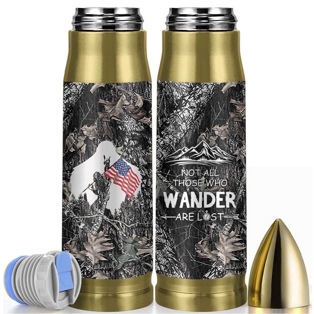 Bigfoot Camping Bullet Tumbler Not All Who Wander Are Lost Sasquatch
