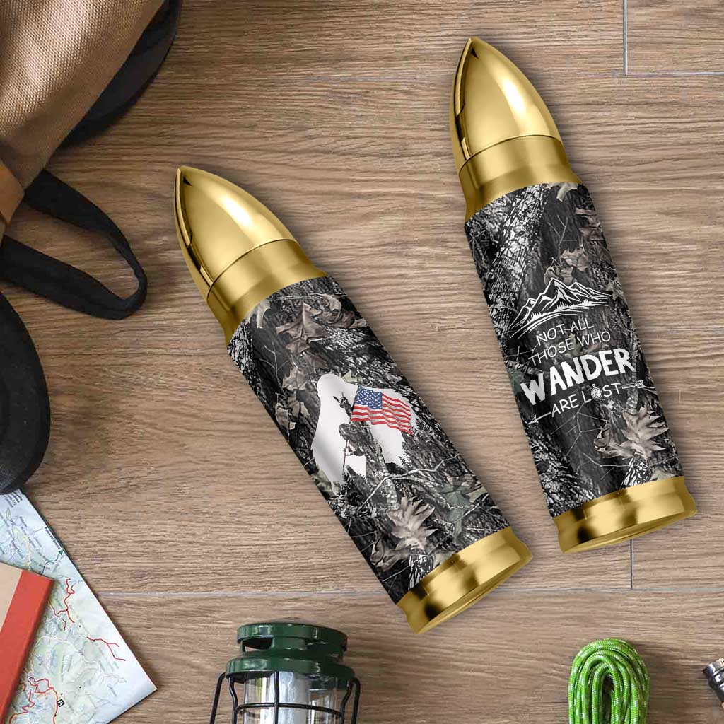 Bigfoot Camping Bullet Tumbler Not All Who Wander Are Lost Sasquatch