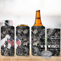 Bigfoot Camping 4 in 1 Can Cooler Tumbler Not All Who Wander Are Lost Sasquatch
