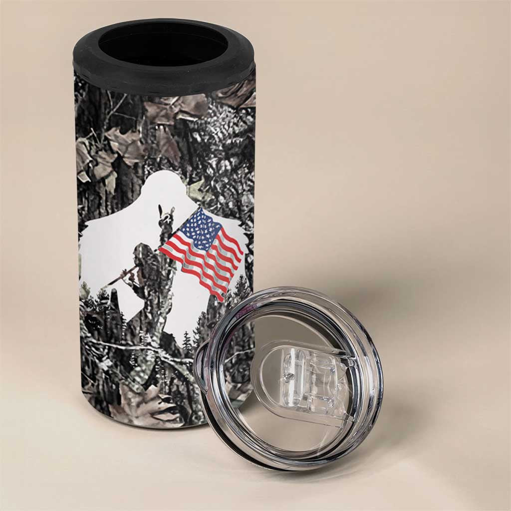 Bigfoot Camping 4 in 1 Can Cooler Tumbler Not All Who Wander Are Lost Sasquatch