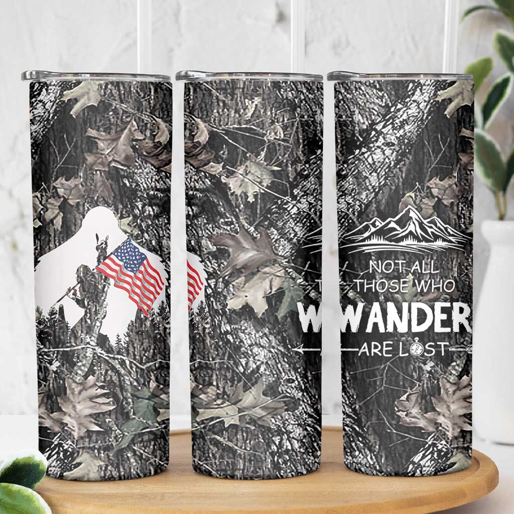 Bigfoot Camping Skinny Tumbler Not All Who Wander Are Lost Sasquatch
