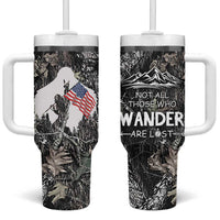 Bigfoot Camping Tumbler With Handle Not All Who Wander Are Lost Sasquatch
