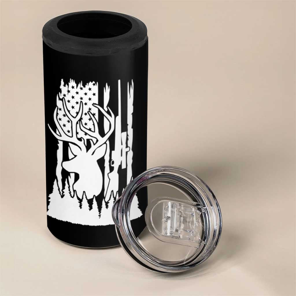 Deer Hunting Dad 4 in 1 Can Cooler Tumbler Best Buckin' Papa Ever American Flag - Wonder Print Shop