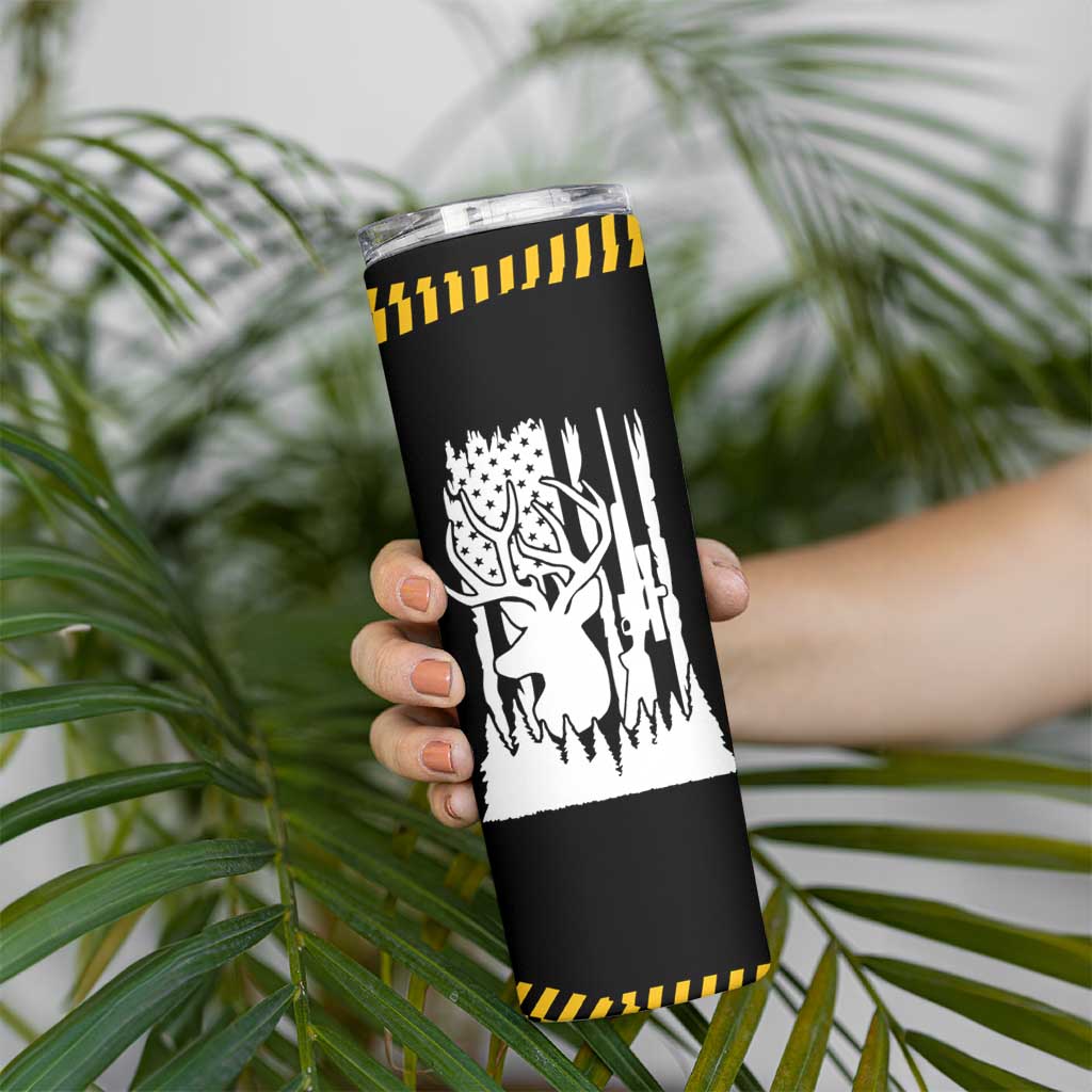 Deer Hunting Dad Skinny Tumbler Best Buckin' Papa Ever American Flag - Wonder Print Shop