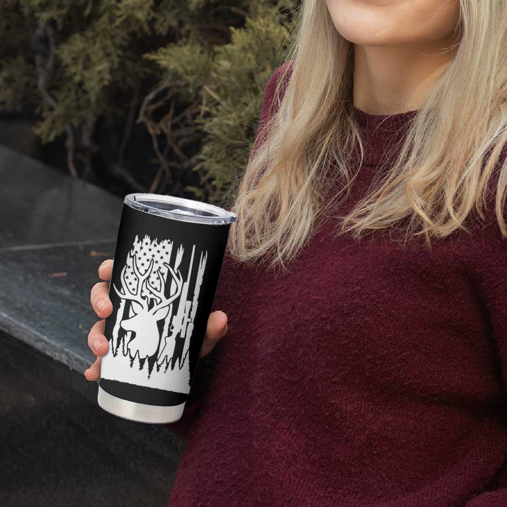 Deer Hunting Dad Tumbler Cup Best Buckin' Papa Ever American Flag - Wonder Print Shop