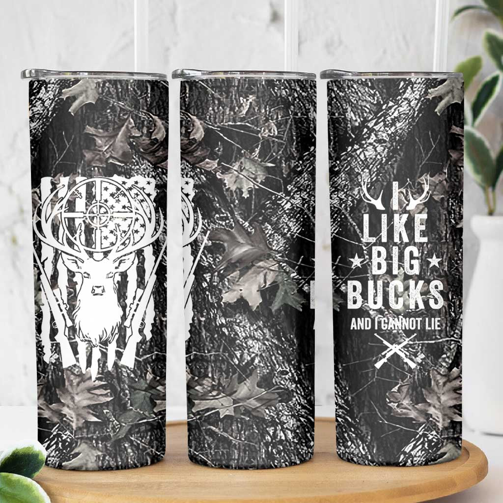 Funny Hunting Skinny Tumbler Camo Deer American Flag I Like Big Bucks I Cannot Lie